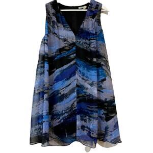 Kimchi Blue Women's V-Neck Zip Closing Mini Dress Blue Black Size Medium EUC